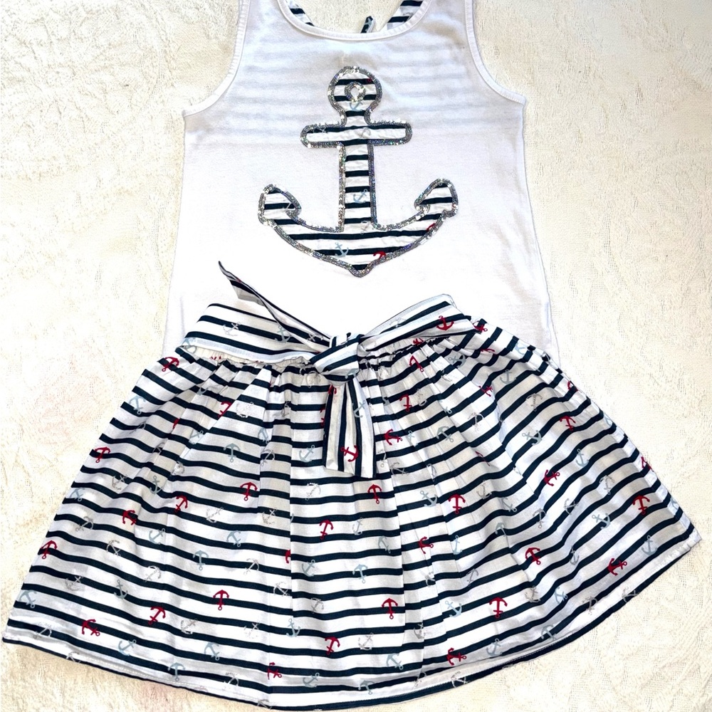 Max Studio Kids 2pc Tank Top and Skirt Set- Logo Print